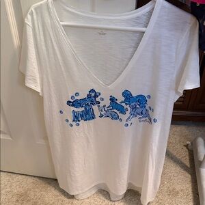 Lilly Pulitzer Ruff Life Dogs V-Neck T-Shirt with Blue Graphic